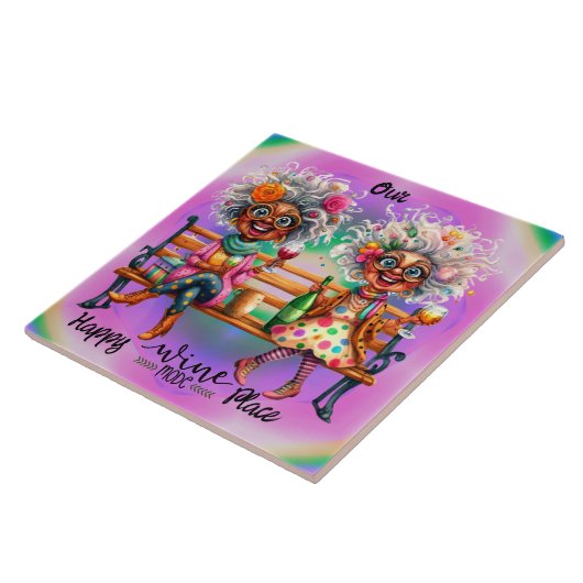 Quirky Wine Ladys Happy Place Keramik Tile Fliese (Seite)