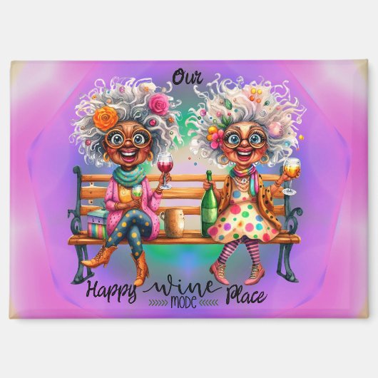 Quirky Wine Ladys Happy Place Magnet (Vorderseite)