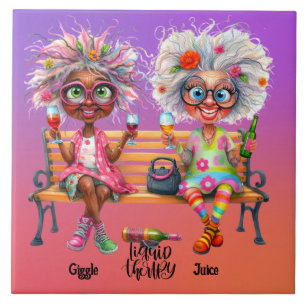 Quirky Wine Ladys Therapy Keramik Tile Fliese