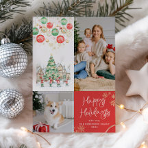 Quirky Winter Village Frohe Weihnachten Rot 2 Foto