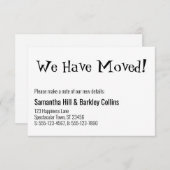 Quirky, wir sind umgezogen! Weiße neue Adresskarte Mitteilungskarte (Vorne/Hinten)