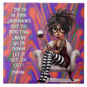 Quirky Wisdom Lady Arrogante Keramik Tile Fliese (Vorderseite)