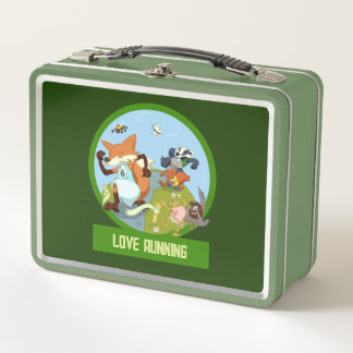 Quirky Woodland Animals Love Running Fox Artwork Metall Brotdose