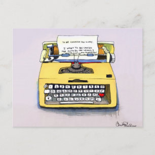 Quirky Yellow Schreibwriter Postkarte