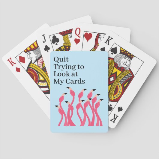 Quit Trying to Look at My Hand Funny Flamingos Spielkarten (Rückseite)