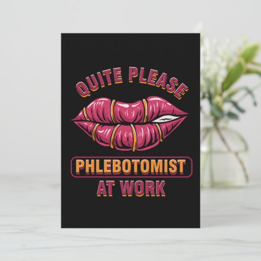 Quite bitte Phlebotomist Phlebotomie Lips Blood Gi Einladung (Stehend Vorderseite)