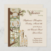 Quited Affe-Babyparty-Einladung Einladung (Vorne/Hinten)