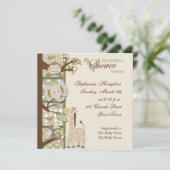 Quited Affe-Babyparty-Einladung Einladung (Stehend Vorderseite)