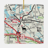 Quitman TX Road Map Keramikornament (Rückseite)