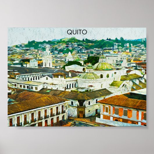 Quito Ecuador Aquarellbilder Postkarte Poster (Vorne)