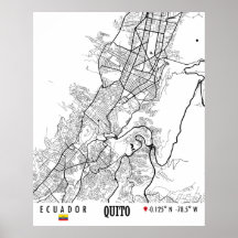 Quito, Ecuador Road Map Art - Earth Tones