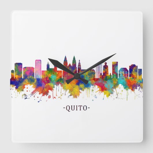 Quito Ecuador Skyline Quadratische Wanduhr (Vorderseite)