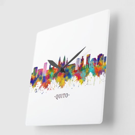 Quito Ecuador Skyline Quadratische Wanduhr (Winkel)