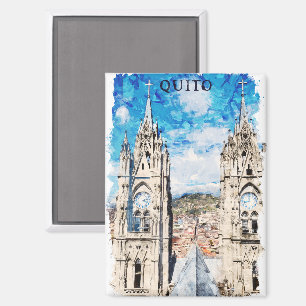 Quito Ecuador Watercolor Vintage Reise Magnet