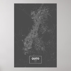 Quito, Ecuador (weiß auf schwarz) Poster