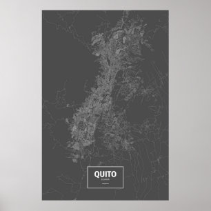 Quito, Ecuador (weiß auf Schwarzem) Poster