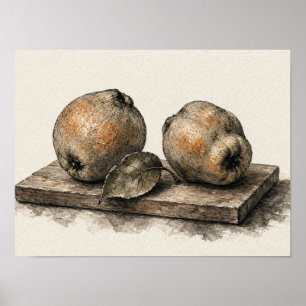 Quitten-Frucht-Wandkunst Rustikale Küche Stilllebe Poster