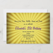 Quiz Night BirthdayTrivia Party Gelber Sonnenbrand Einladung (Rückseite)