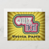 Quiz Night Trivia Party Einladung (Vorne/Hinten)