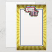 Quiz Night Trivia Party Gelber Sonnenbrand Briefpapier (Vorne/Hinten)
