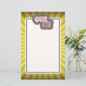 Quiz Night Trivia Party Gelber Sonnenbrand Briefpapier (Stehend Vorderseite)