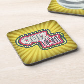 Quiz Night Trivia Party Gelber Sonnenbrand Getränkeuntersetzer (Linke Seite)