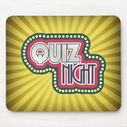 Quiz Night Trivia Party Gelber Sonnenbrand Mousepad (Vorne)