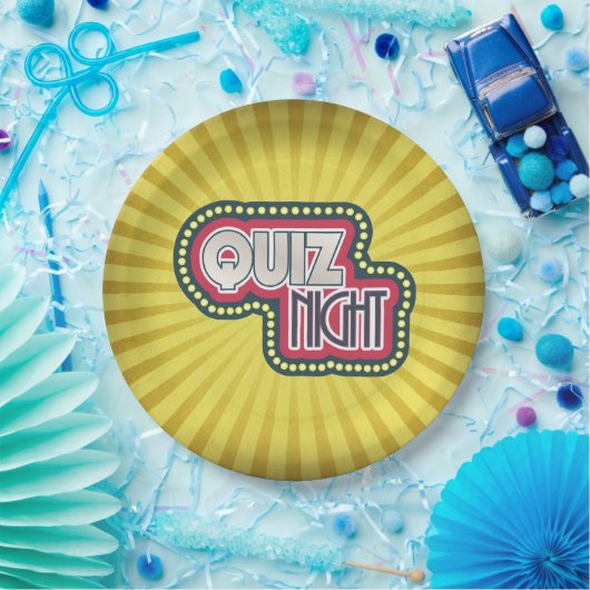 Quiz Night Trivia Party Gelber Sonnenbrand Pappteller (Party)