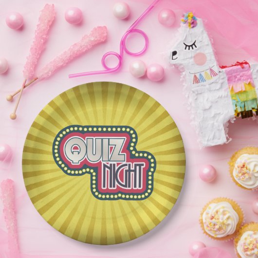 Quiz Night Trivia Party Gelber Sonnenbrand Pappteller (Party)