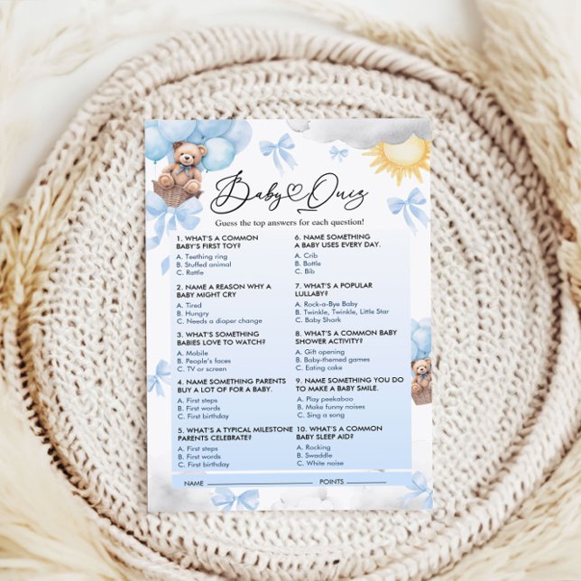 Quiz-Spielkarte für Babydusche (Von Creator hochgeladen)