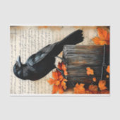 Quizzical Crow, Autumnal Herbstlaub BQ7 Dekoupage Seidenpapier (Vorderseite)