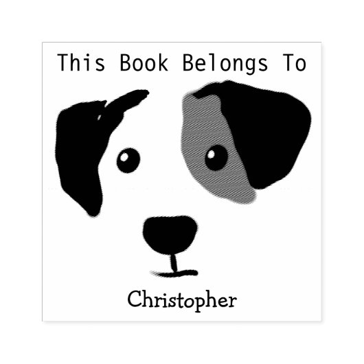 Quizzical Happy Dog Dieses Buch gehört Gummistempel (Prägung)