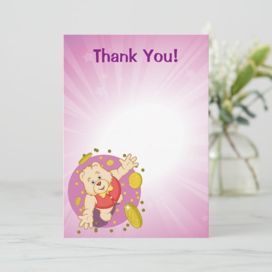 Quizzy Bär Dankeskarte (Stehend Vorderseite)