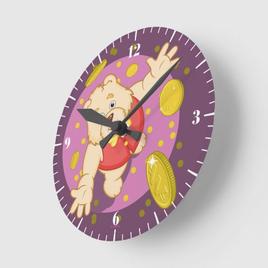 Quizzy Bear Runde Wanduhr (Winkel)