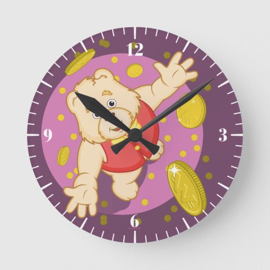 Quizzy Bear Runde Wanduhr (Vorderseite)