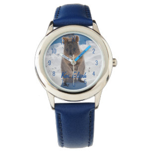 Quokka am Strand Australien, Cool Blue Boys Armbanduhr