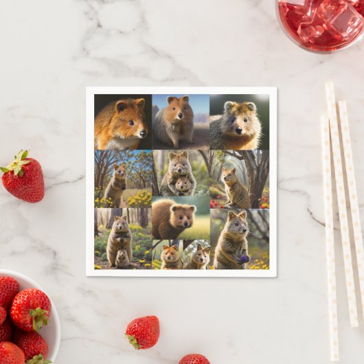 "Quokka Chronicles: Eine herzerwärmende FotoCollag Serviette (Beispiel)