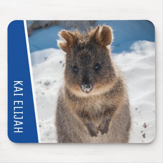 Quokka Cute Animal on the Beach Australia Blue Mousepad (Vorne)