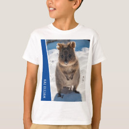 Quokka Cute Animal on the Beach Australia Blue T-Shirt