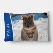 Quokka Cute Animal on the Beach Australia Blue Zubehörtasche (Rückseite)