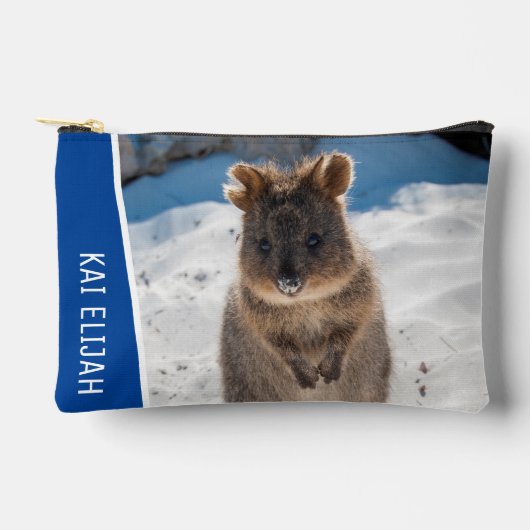Quokka Cute Animal on the Beach Australia Blue Zubehörtasche (Vorderseite)