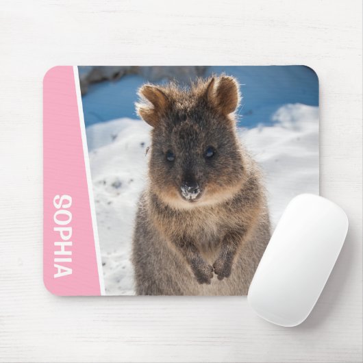 Quokka Cute Animal on the Beach Australia Pink Mousepad (Mit Mouse)