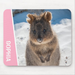 Quokka Cute Animal on the Beach Australia Pink Mousepad