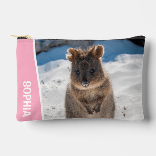 Quokka Cute Animal on the Beach Australia Pink Zubehörtasche (Vorderseite)