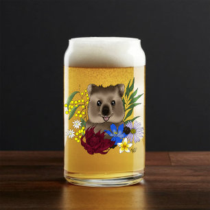 Quokka Glücklich Australien Floral Blau Dosenglas
