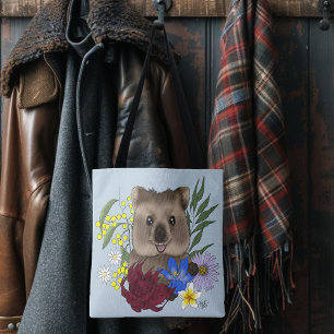 Quokka Glücklich Australien Floral Blau Tasche
