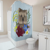 Quokka Happy Australia Floral Blue Duschvorhang (Beispiel)
