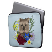 Quokka Happy Australia Floral Blue Laptopschutzhülle (Vorderseite Links)
