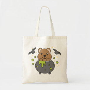Quokka Happy Halloween Cauldron Bat Tote Bag Tragetasche