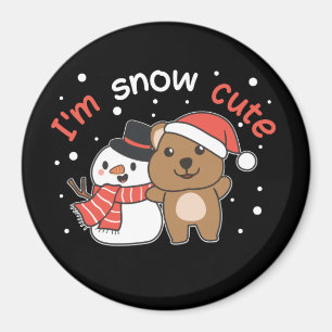 Quokka Ich bin Schnee Niedlich Snowman Snow Pun Ma Magnet